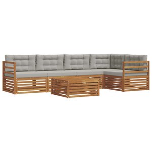 vidaXL Ensemble de canapés d'extérieur 6 pc Gris Naturel et Clair