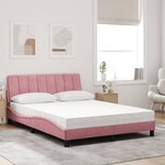 vidaXL Lit avec matelas Hanko rose 140x190 cm velours