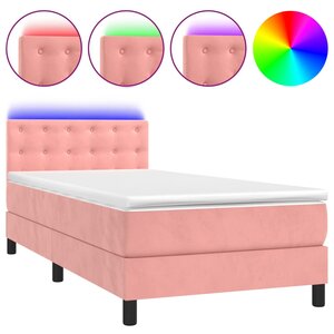 vidaXL Sommier à lattes de lit avec matelas et LED Rose 90x190 cm