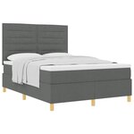 vidaXL Lit à ressorts avec matelas Gris foncé 160 x 200 cm tissu