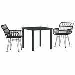 vidaXL Ensemble de salle à manger pour jardin 3 Pièces Noir