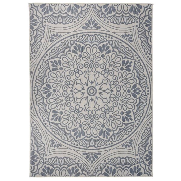 vidaXL Tapis à tissage plat d'extérieur 120x170 cm Motif bleu