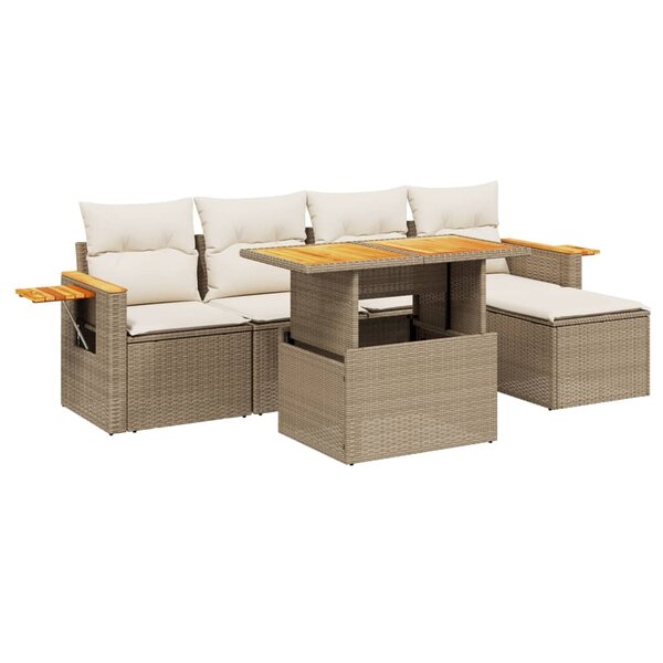 vidaXL Salon de jardin avec coussins 6 Pièces beige résine tressée