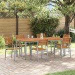 vidaXL Ensemble de salle à manger pour jardin 7 Pièces Gris et marron