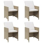 vidaXL Chaises à manger de jardin et coussins lot de 4 beige rotin