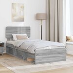 vidaXL Cadre de lit Gris Sonoma 75 x 190 cm Pin massif