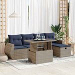 vidaXL Salon de jardin avec coussins 6Pièces marron résine tressée acacia
