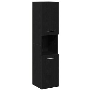 vidaXL Cabinet de salle de bain avec porte Chêne noir 30 x 30 x 130 cm