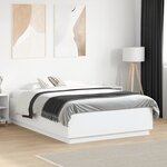 vidaXL Cadre de lit avec LED sans matelas blanc 135x190 cm