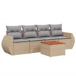 vidaXL Salon de jardin avec coussins 5 Pièces beige résine tressée