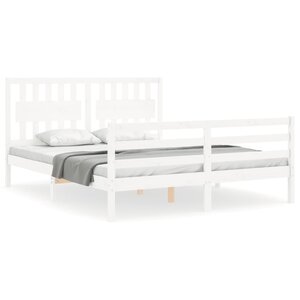 vidaXL Cadre de lit sans matelas blanc 160x200 cm bois massif
