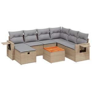 vidaXL Salon de jardin avec coussins 8Pièces mélange beige résine tressée