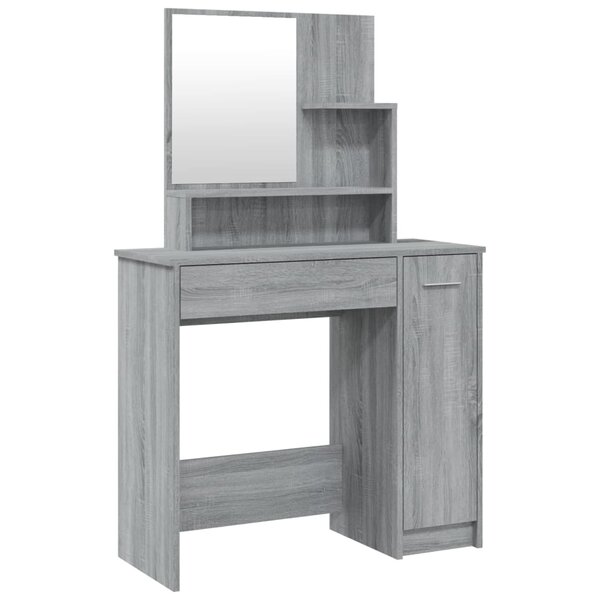 vidaXL Coiffeuse avec miroir Sonoma gris 86 5x35x136 cm