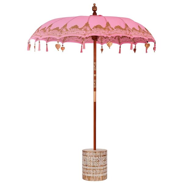 vidaXL Parasol balinais 260 Rose 180-190 cm Coton et bois massif