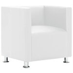 vidaXL Fauteuil cube blanc simili cuir