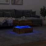 vidaXL Table basse avec lumières LED vieux bois 50x50x40 cm