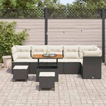 vidaXL Ensemble de canapé de jardin 9 Pièces Noir polyrotin
