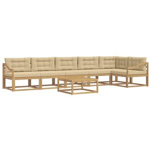 vidaXL Ensemble de canapés d'extérieur 7 Pièces Blanc et Beige
