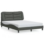 vidaXL Cadre de lit avec lumières LED gris foncé 140x190 cm tissu