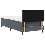 Lit Box Spring avec Matelas gris foncé 100x200 cm en Velours
