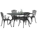 vidaXL Ensemble de salle à manger pour jardin 5 Pièces Noir Aluminium