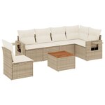 vidaXL Salon de jardin avec coussins 7 Pièces beige résine tressée
