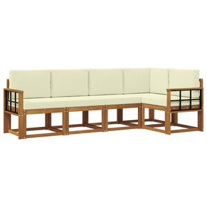vidaXL Ensemble de canapés d'extérieur 5 Pièces Naturel et Crème