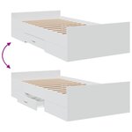 vidaXL Cadre de lit avec tiroirs blanc 75x190 cm bois d'ingénierie