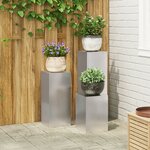 vidaXL Supports de plantes d'extérieur Pillar 3 Pièces Acier inoxydable