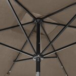 vidaXL Parasol avec LED et mât en acier Taupe 2x3 m