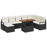 vidaXL Ensemble de Canapé de Jardin 9 Pièces avec Coussins Noir Rattan Poly