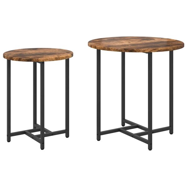 vidaXL Ensemble de tables d'appoint 2 Pièces Chêne fumé et noir