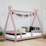 Lit cabane enfant NAKANA 120 x 180 rose pastel