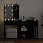 vidaXL Ensemble de table de maquillage LED avec tiroir Chêne noir