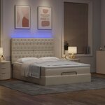 VidaXL Cadre de lit ottoman avec matelas crème 140x200 cm tissu