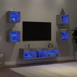 vidaXL Unités murales TV avec LED 7 Pièces gris béton bois d'ingénierie