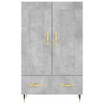 vidaXL Buffet haut gris béton 69 5x31x115 cm bois d'ingénierie