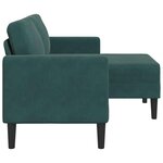 vidaXL Canapé 2 places avec méridienne en L vert foncé 125 cm velours