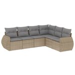 vidaXL Salon de jardin avec coussins 6 Pièces beige résine tressée