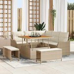 vidaXL Ensemble de canapé de jardin avec coussin 8 Pièces Beige  Crème