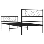 vidaXL Cadre de lit métal avec tête de lit/pied de lit noir 90x190 cm