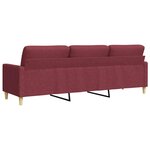 vidaXL Canapé à 3 places Rouge bordeaux 210 cm Tissu