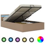 vidaXL Cadre de lit à rangement et LED Cappuccino Similicuir 120x200cm