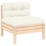 vidaXL Salon de jardin 3 Pièces avec coussins crème Bois de pin massif