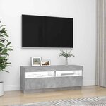 vidaXL Meuble TV avec lumières LED gris béton 100x35x40 cm