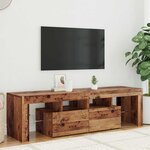 vidaXL Meuble TV avec lumières LED vieux bois bois d'ingénierie