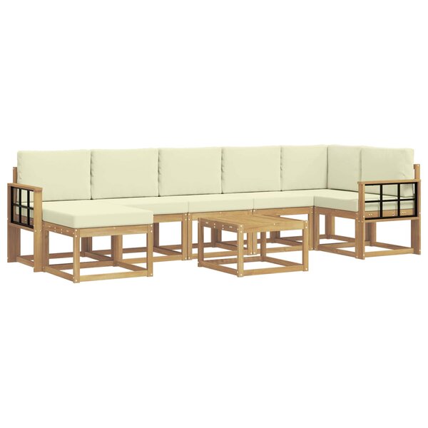 vidaXL Ensemble de canapés d'extérieur 8 pc Blanc et crème Polyester