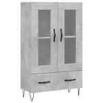 vidaXL Buffet haut gris béton 69 5x31x115 cm bois d'ingénierie