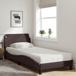 vidaXL Lit avec matelas Dover marron foncé 90x200 cm tissu