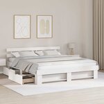 vidaXL Cadre de lit avec tiroir Blanc 200 x 200 cm Bois massif en pin